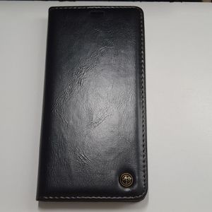 case for iphone xs max 6.5" color black leather